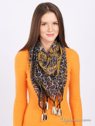 Платок Fracomina, цвет цвет черный / принт леопард