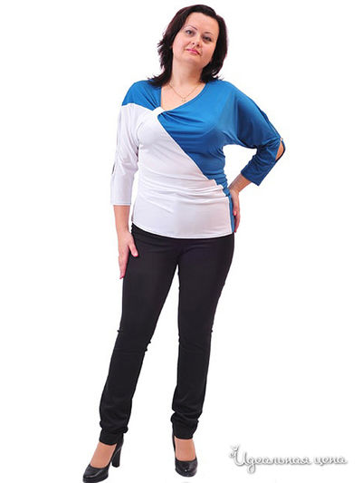 Блуза Lady Style, цвет цвет белый / бирюзовый