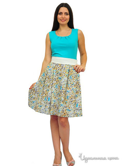 Платье Lady Style, цвет цвет бирюзовый / мультиколор