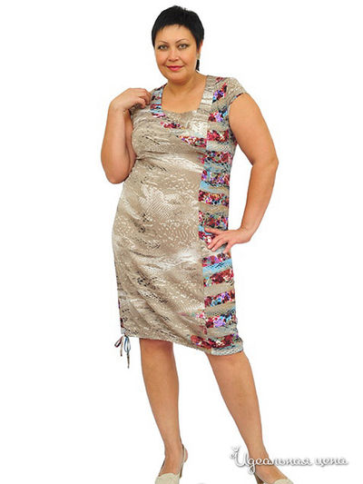 Платье Lady Style, цвет цвет бежевый / мультиколор