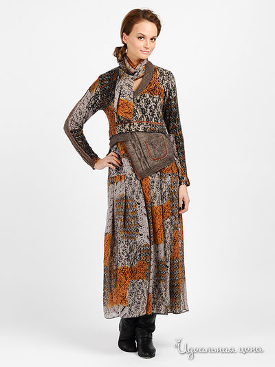 Платье Веретено, цвет цвет коричневый / мультиколор