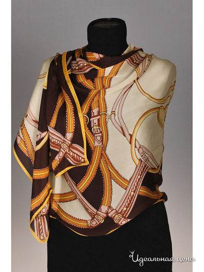 Шарф Живой шёлк, цвет цвет молочный / рыжий