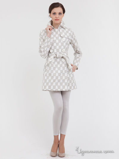 Плащ Levall, цвет цвет молочный / дымчатый / принт клетка