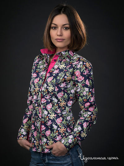 Рубашка Jess France, цвет цвет синий / принт цветы
