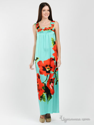 Сарафан Dino Chizari, цвет цвет бирюзовый / принт маки