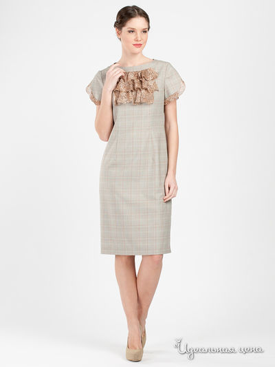 Платье Модика, цвет цвет бежевый / принт клетка