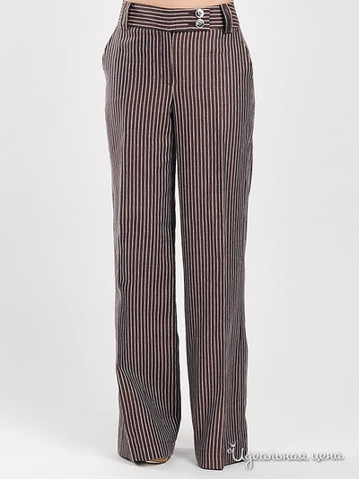 Брюки MadamT, цвет цвет коричневый / принт полоска