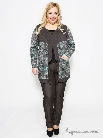 Кардиган SVESTA, цвет цвет серый / бирюзовый