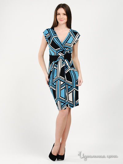 Платье PIU&PIU, цвет цвет голубой / черный / белый