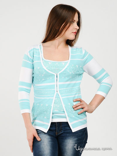 Твинсет Leo Guy, цвет цвет белый / светло-бирюзовый