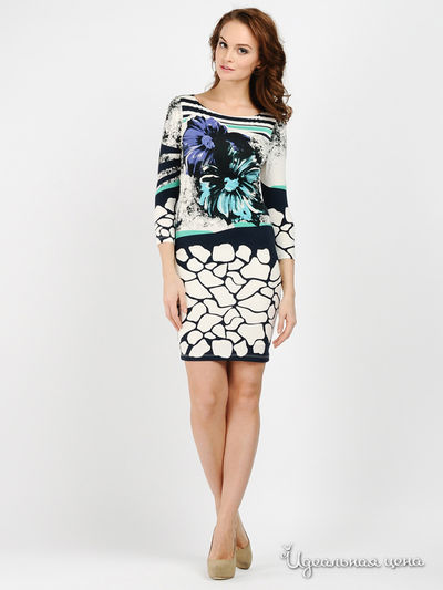 Платье Bovona, цвет цвет белый / принт цветы