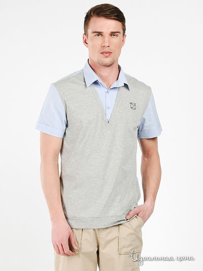 Поло Ultra, цвет цвет светло-серый меланж / голубой