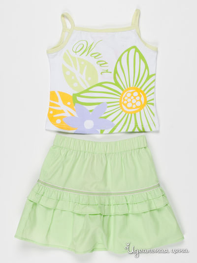 Топ и юбка Waar, цвет цвет белый / зеленый