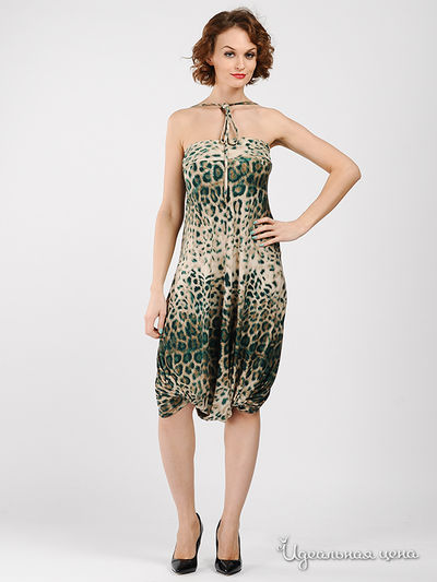 Платье MadamT, цвет цвет бежевый / изумрудный