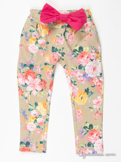 Брюки Kenzo Kids, цвет цвет бежевый / принт цветы