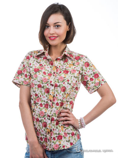 Рубашка Jess France, цвет цвет белый / красные цветы