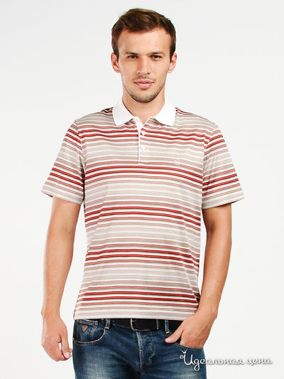 Поло Cerruti, цвет цвет бежевый/ красная полоска