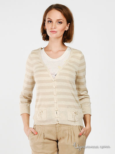 Кардиган TIME OUT, цвет цвет бежевый / принт полоска