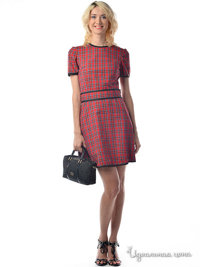 Платье MAY BE by Nastya Sergeeva, цвет цвет красный / принт клетка
