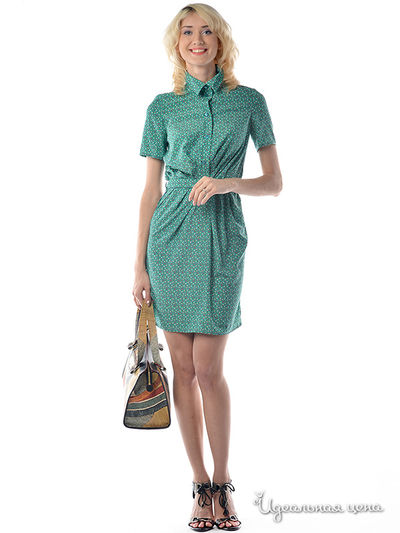 Платье MAY BE by Nastya Sergeeva, цвет цвет зеленый / принт горошек
