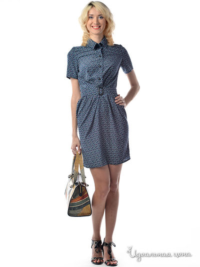 Платье MAY BE by Nastya Sergeeva, цвет цвет синий / принт горошек