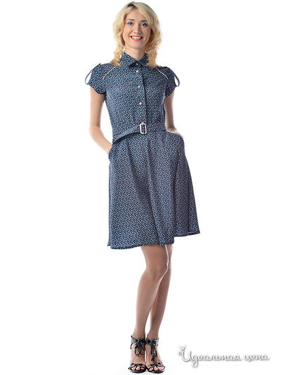 Платье MAY BE by Nastya Sergeeva, цвет цвет синий / принт горошек