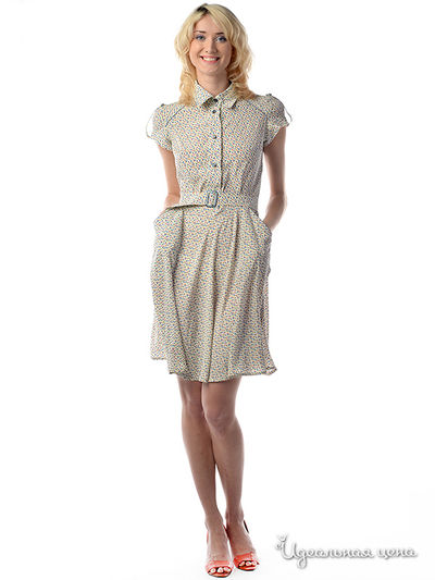 Платье MAY BE by Nastya Sergeeva, цвет цвет белый / принт горошек