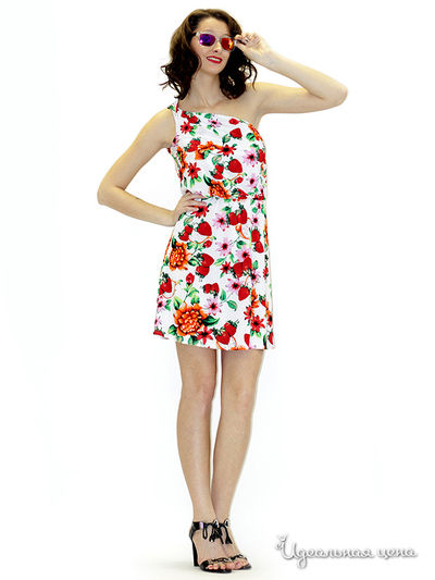 Платье MAY BE by Nastya Sergeeva, цвет цвет красно-белый / фруктовый