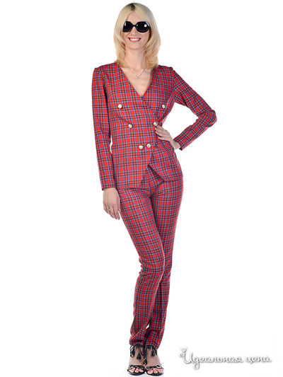 Брюки MAY BE by Nastya Sergeeva, цвет цвет красный / принт клетка