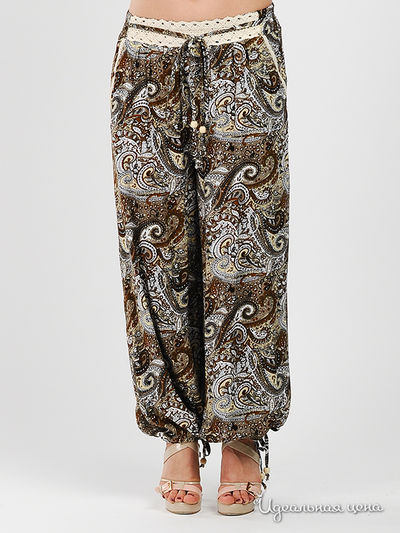 Брюки Liberavita, цвет цвет коричневый / принт огурцы пейсли