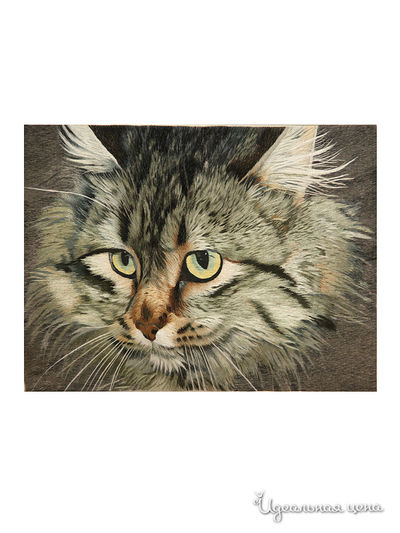 Картина Живой шёлк &quot;Любимый котенок&quot;, 55х65 см.