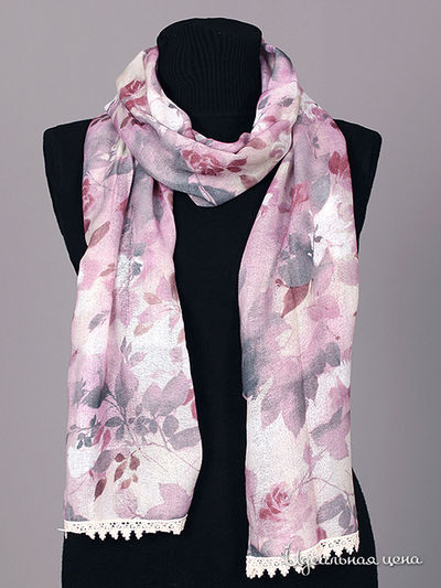 Шарф Живой шёлк, цвет цвет белый / розовый
