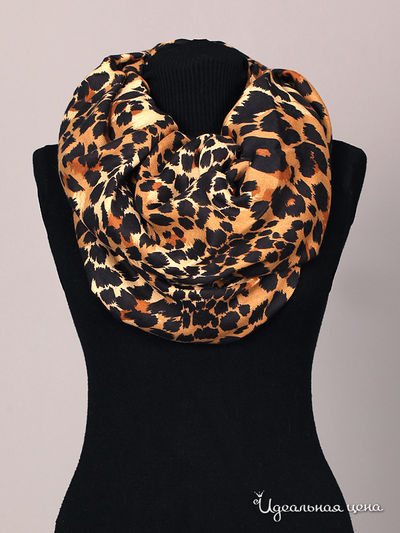 Палантин Живой шёлк, цвет цвет рыжий / принт леопард