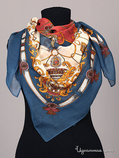 Платок Живой шёлк, цвет цвет синий / мультиколор