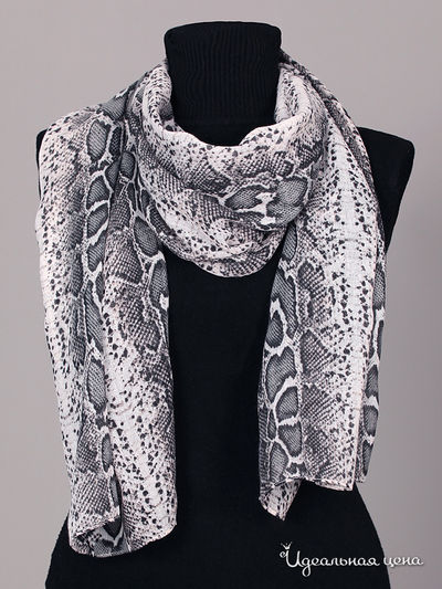 Шарф Живой шёлк, цвет цвет белый / принт питон