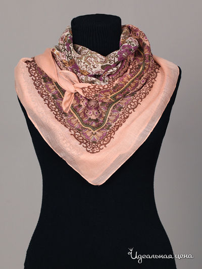 Платок Живой шёлк, цвет цвет персиковый / мультиколор