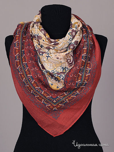 Платок Живой шёлк, цвет цвет вишневый / мультиколор