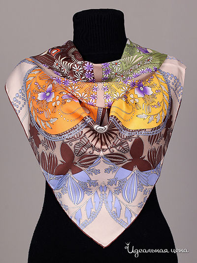 Платок Живой шёлк, цвет цвет мультиколор