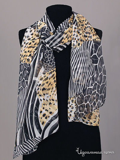 Шарф Живой шёлк, цвет цвет черный / песочный
