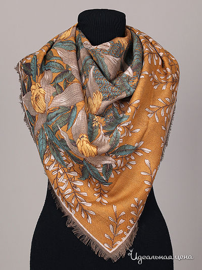 Платок Живой шёлк, цвет цвет горчичный