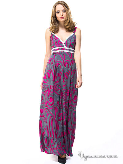 Платье МоеСладкоеПлатье, цвет цвет серый / фуксия