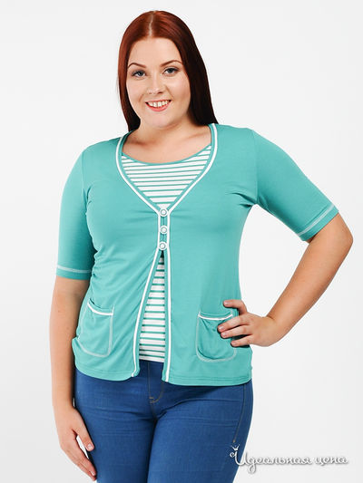 Блуза-двойка ПОЛЬША, цвет цвет бирюзовый