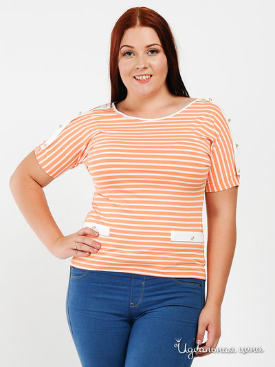 Блуза ПОЛЬША, цвет цвет оранжевый / белый