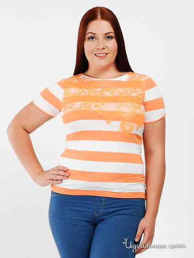 Блуза ПОЛЬША, цвет цвет оранжевый / белый
