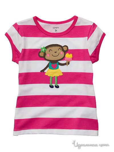 Футболка Carters, цвет цвет белый / розовая полоска