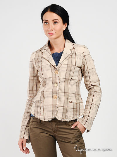 Жакет yes!mis, цвет цвет бежевый / клетка