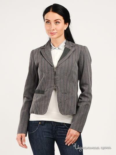 Жакет yes!mis, цвет цвет светло-серый / красная полоска