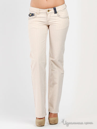 Брюки yes!mis, цвет цвет кремовый / красная полоска