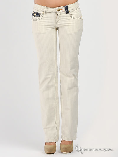 Брюки yes!mis, цвет цвет молочный / голубая полоска
