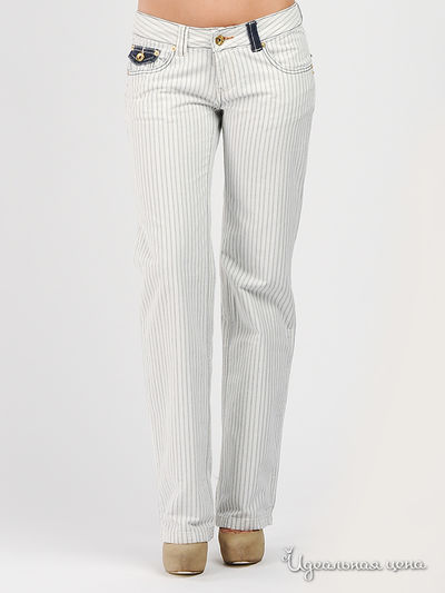 Брюки yes!mis, цвет цвет белый / синяя полоска